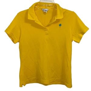 Vintage Lilly Pulitzer Yellow Polo Short Sleeve Shirt Palm Tree Decal Medium